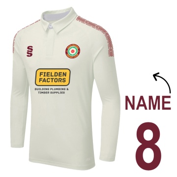 Haslingden CC - Junior Dual Long Sleeve Maroon Trim Shirt - Girl's Fit