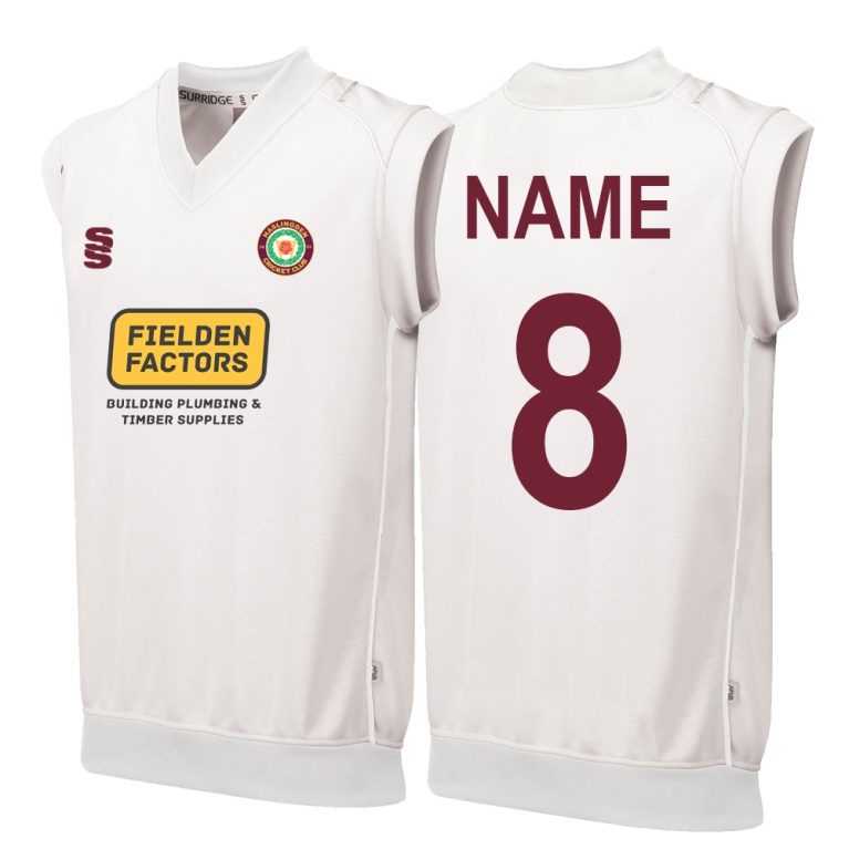Haslingden CC - Junior Sleeveless Sweater Maroon Trim