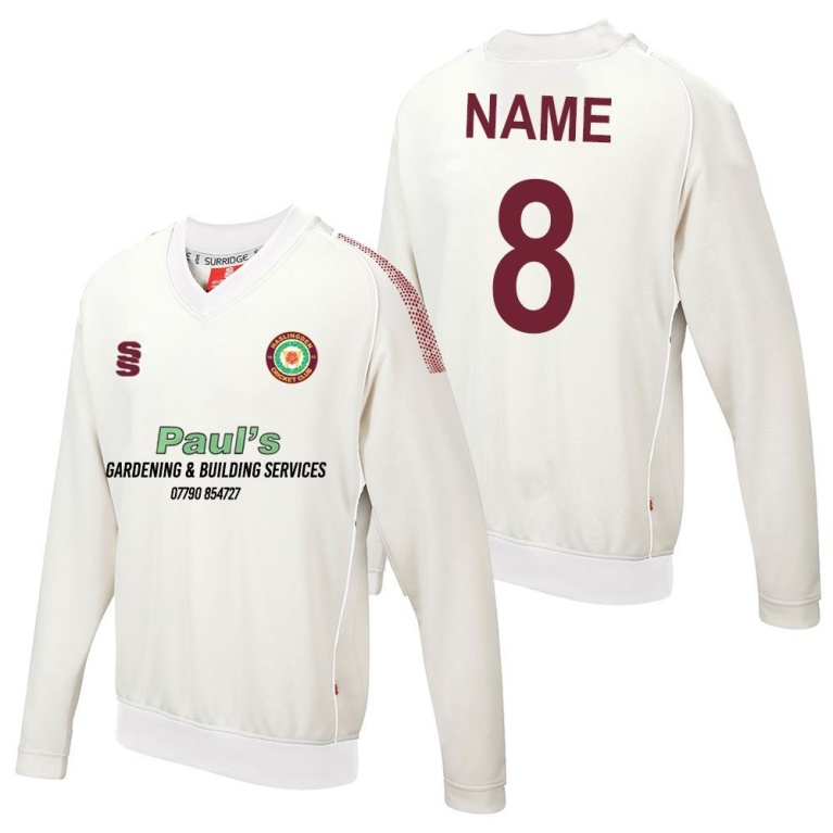 Haslingden CC - Junior Long Sleeve Sweater Maroon Trim