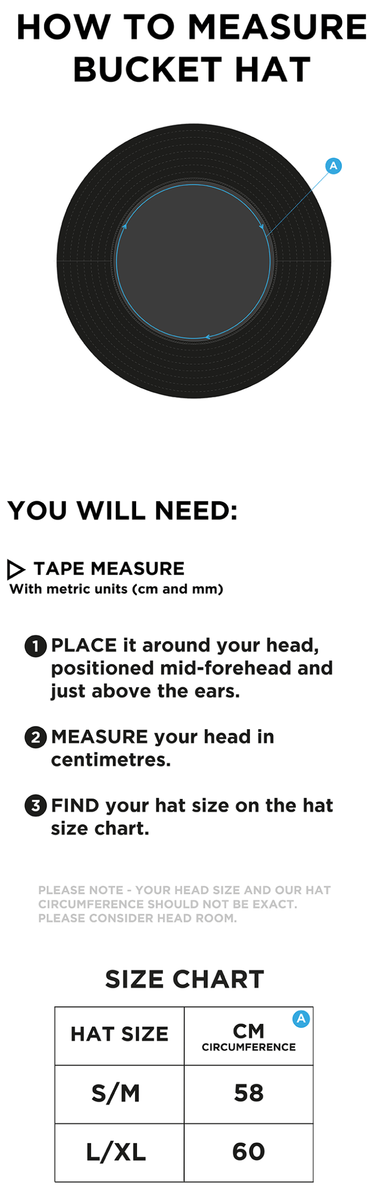HASLINGDEN CC Dual Bucket Hat - Navy - Size Guide